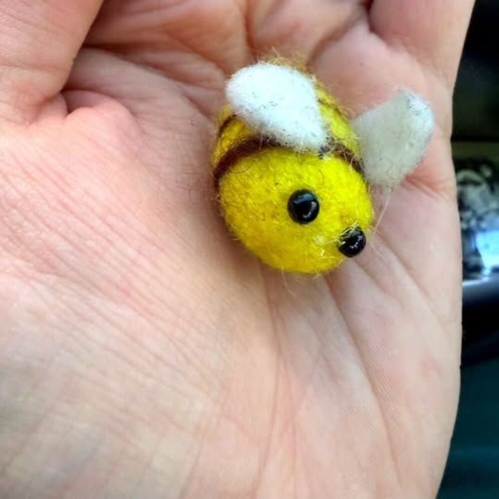 Handmade miniature felt bee super tiny cute yellow wings